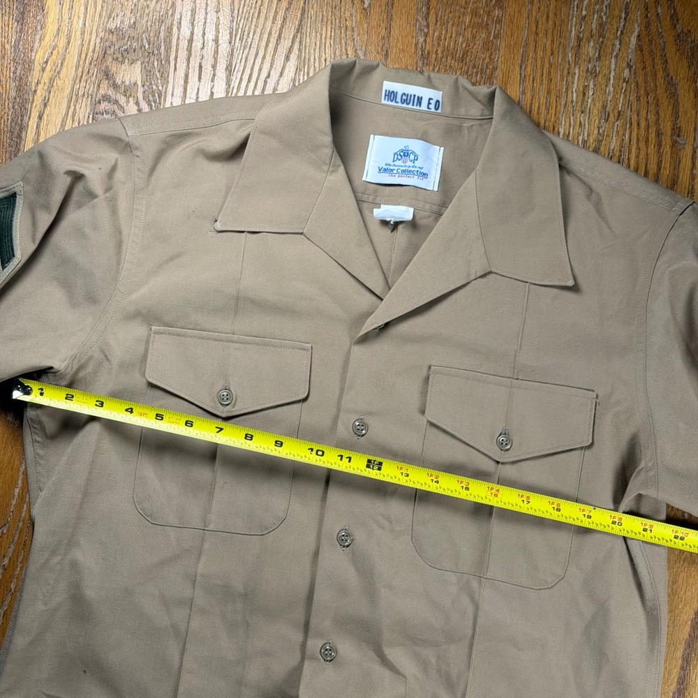 USMC Khaki Army M-1 Short Sleeve Uniform Shirt Corporal Rank 16.5 Wool Blend - Picture 2 of 9